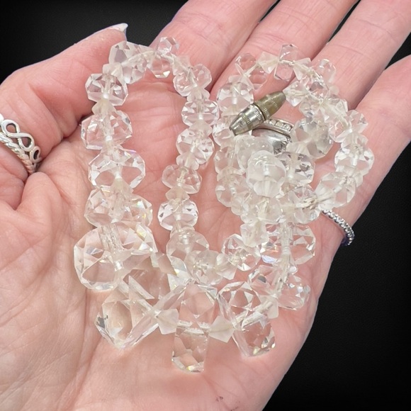 Vintage Graduated Faceted Disc Rock Crystal Quartz Necklace - Picture 9 of 11